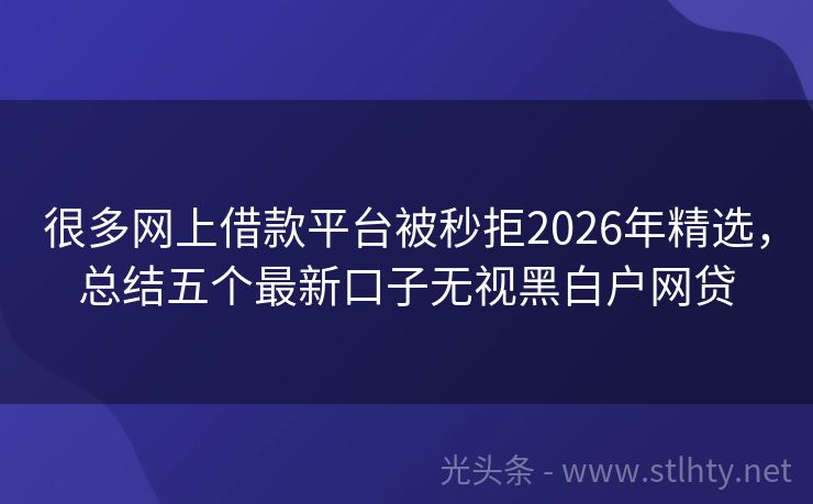 很多网上借款平台被秒拒2026年精选，总结五个最新口子无视黑白户网贷