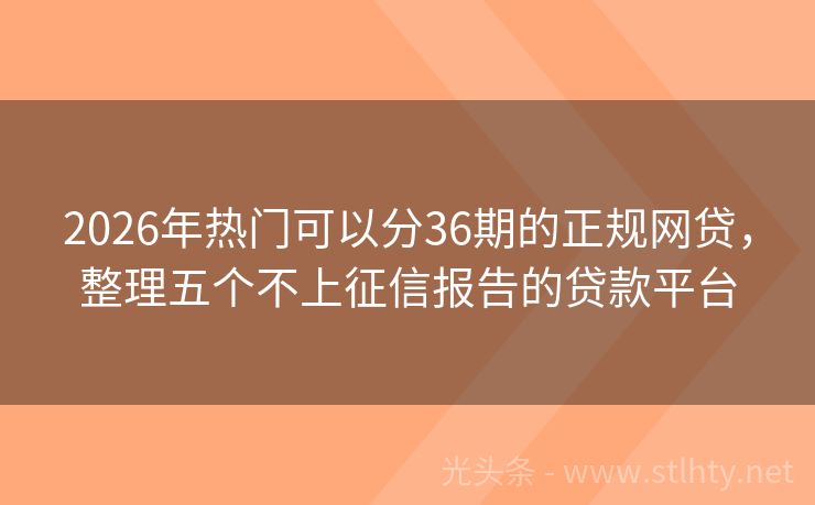2026年热门可以分36期的正规网贷，整理五个不上征信报告的贷款平台