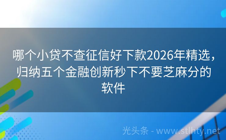 哪个小贷不查征信好下款2026年精选，归纳五个金融创新秒下不要芝麻分的软件