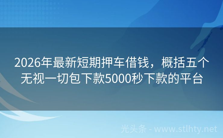 2026年最新短期押车借钱，概括五个无视一切包下款5000秒下款的平台