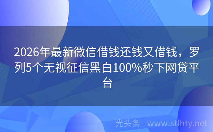 2026年最新微信借钱还钱又借钱，罗列5个无视征信黑白100%秒下网贷平台