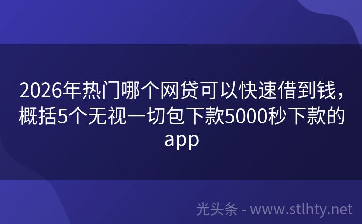 2026年热门哪个网贷可以快速借到钱，概括5个无视一切包下款5000秒下款的app