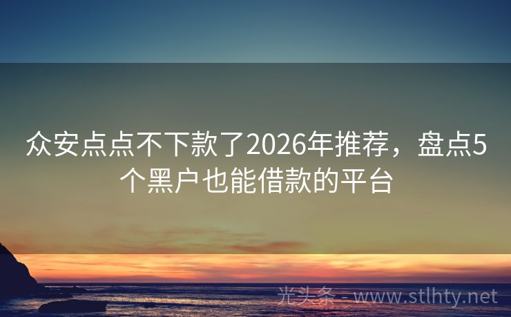 众安点点不下款了2026年推荐，盘点5个黑户也能借款的平台