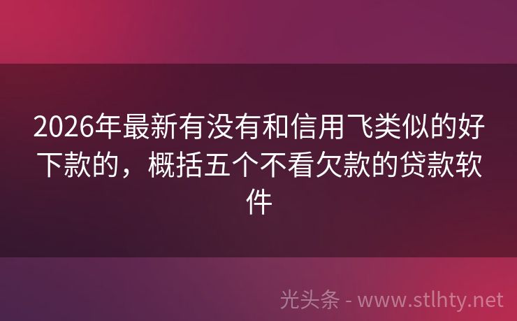 2026年最新有没有和信用飞类似的好下款的，概括五个不看欠款的贷款软件
