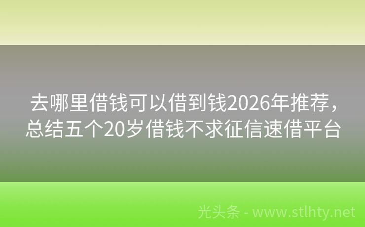 去哪里借钱可以借到钱2026年推荐，总结五个20岁借钱不求征信速借平台