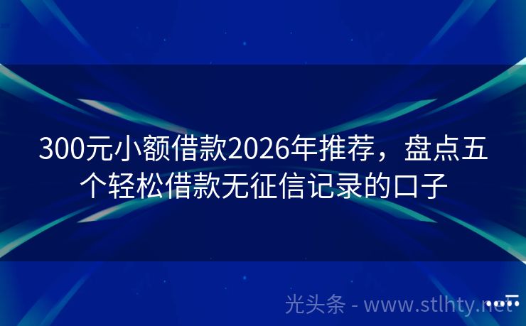300元小额借款2026年推荐，盘点五个轻松借款无征信记录的口子