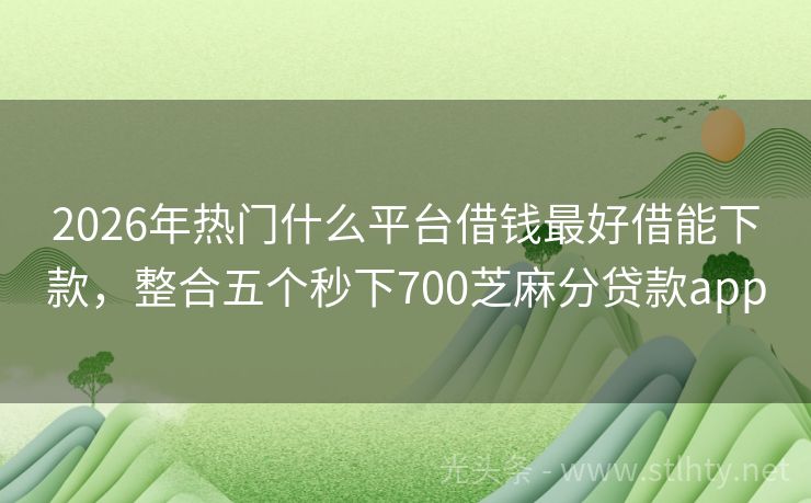 2026年热门什么平台借钱最好借能下款，整合五个秒下700芝麻分贷款app