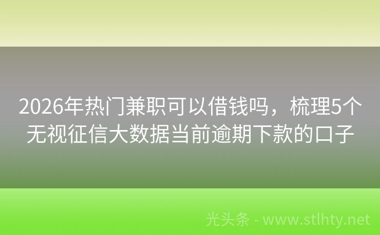 2026年热门兼职可以借钱吗，梳理5个无视征信大数据当前逾期下款的口子