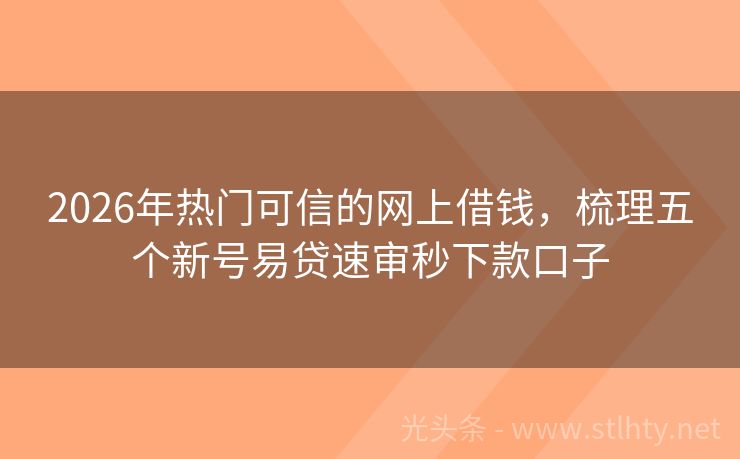 2026年热门可信的网上借钱，梳理五个新号易贷速审秒下款口子