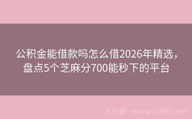 公积金能借款吗怎么借2026年精选，盘点5个芝麻分700能秒下的平台
