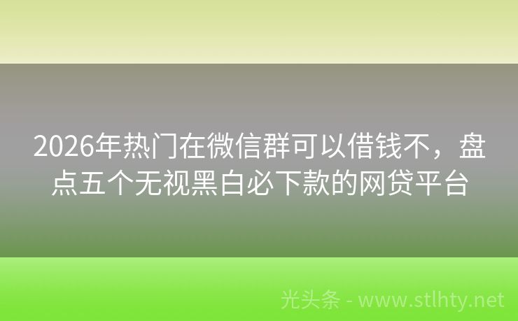 2026年热门在微信群可以借钱不，盘点五个无视黑白必下款的网贷平台