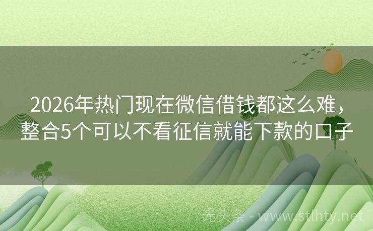 2026年热门现在微信借钱都这么难，整合5个可以不看征信就能下款的口子