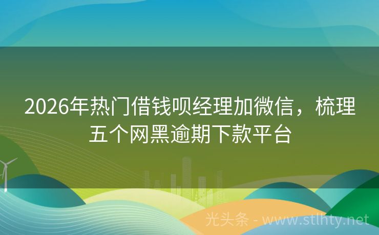 2026年热门借钱呗经理加微信，梳理五个网黑逾期下款平台