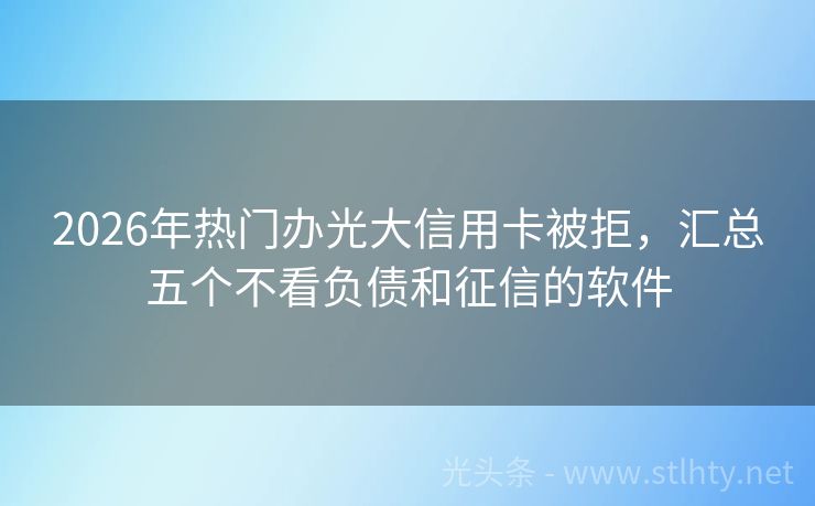 2026年热门办光大信用卡被拒，汇总五个不看负债和征信的软件