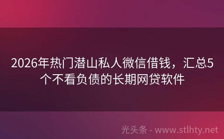 2026年热门潜山私人微信借钱，汇总5个不看负债的长期网贷软件