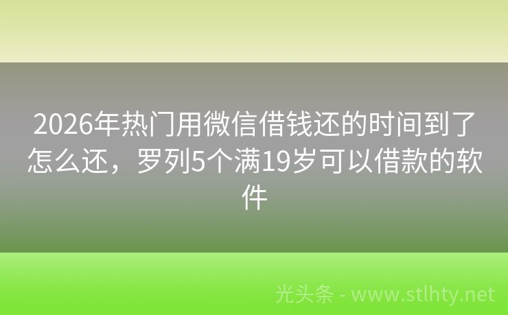 2026年热门用微信借钱还的时间到了怎么还，罗列5个满19岁可以借款的软件