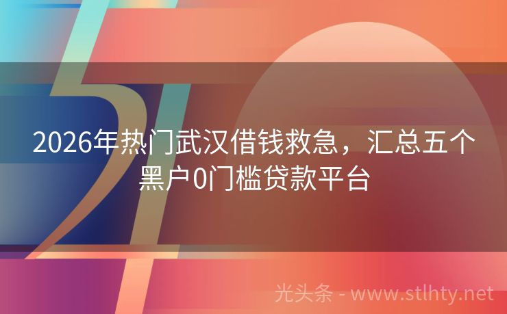 2026年热门武汉借钱救急，汇总五个黑户0门槛贷款平台