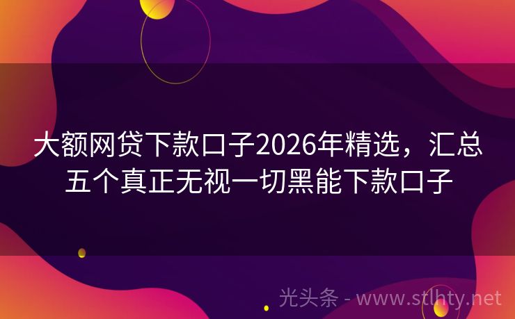 大额网贷下款口子2026年精选，汇总五个真正无视一切黑能下款口子