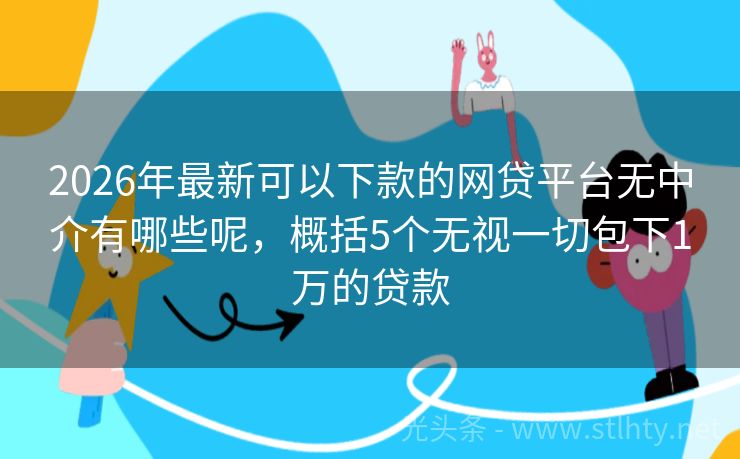 2026年最新可以下款的网贷平台无中介有哪些呢，概括5个无视一切包下1万的贷款
