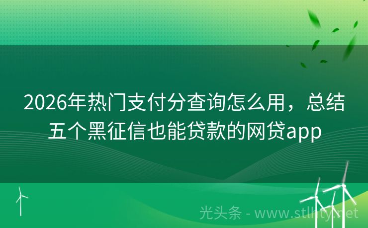 2026年热门支付分查询怎么用，总结五个黑征信也能贷款的网贷app