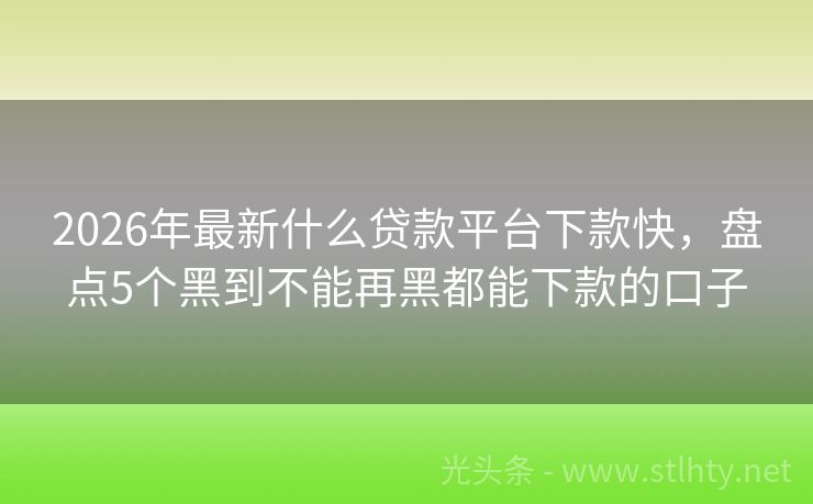 2026年最新什么贷款平台下款快，盘点5个黑到不能再黑都能下款的口子