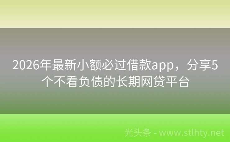 2026年最新小额必过借款app，分享5个不看负债的长期网贷平台