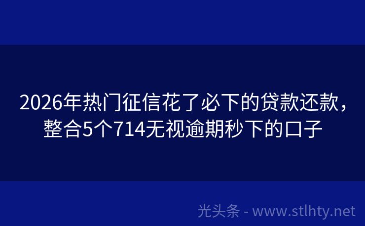 2026年热门征信花了必下的贷款还款，整合5个714无视逾期秒下的口子