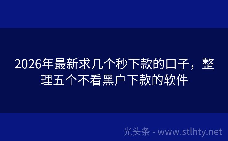 2026年最新求几个秒下款的口子，整理五个不看黑户下款的软件