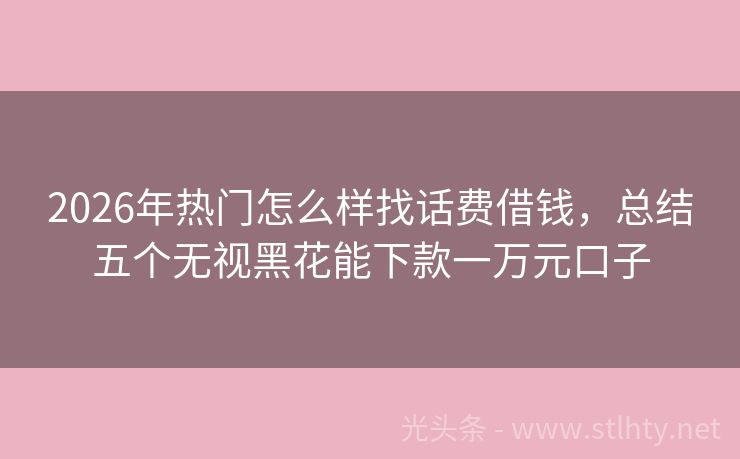 2026年热门怎么样找话费借钱，总结五个无视黑花能下款一万元口子
