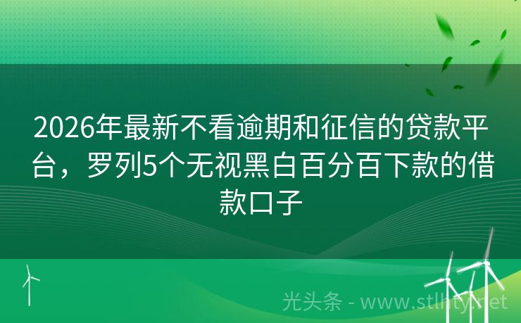 2026年最新不看逾期和征信的贷款平台，罗列5个无视黑白百分百下款的借款口子