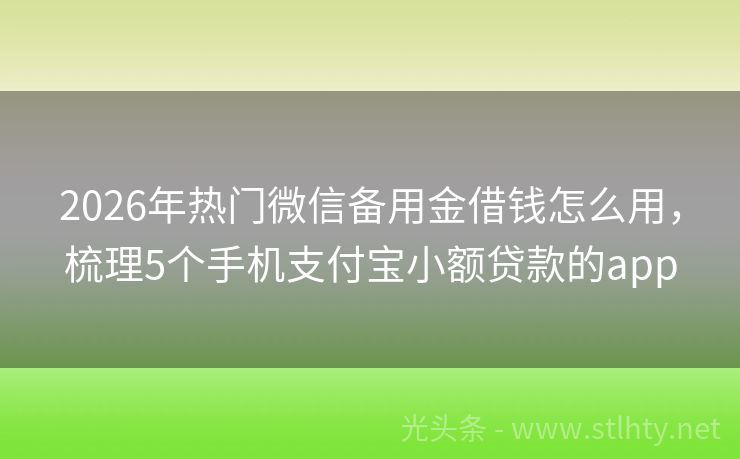2026年热门微信备用金借钱怎么用，梳理5个手机支付宝小额贷款的app