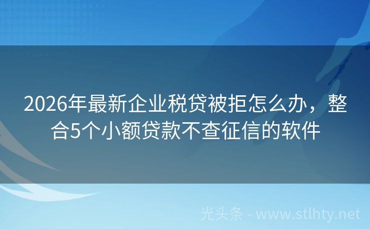 2026年最新企业税贷被拒怎么办，整合5个小额贷款不查征信的软件