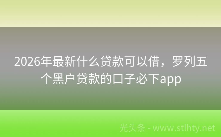 2026年最新什么贷款可以借，罗列五个黑户贷款的口子必下app