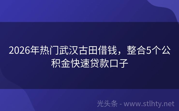 2026年热门武汉古田借钱，整合5个公积金快速贷款口子