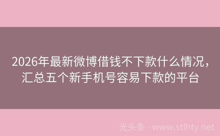 2026年最新微博借钱不下款什么情况，汇总五个新手机号容易下款的平台