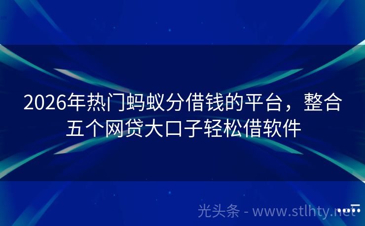 2026年热门蚂蚁分借钱的平台，整合五个网贷大口子轻松借软件