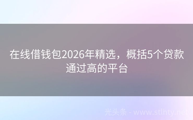 在线借钱包2026年精选，概括5个贷款通过高的平台