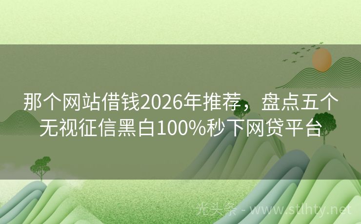 那个网站借钱2026年推荐，盘点五个无视征信黑白100%秒下网贷平台