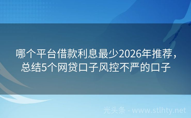 哪个平台借款利息最少2026年推荐，总结5个网贷口子风控不严的口子