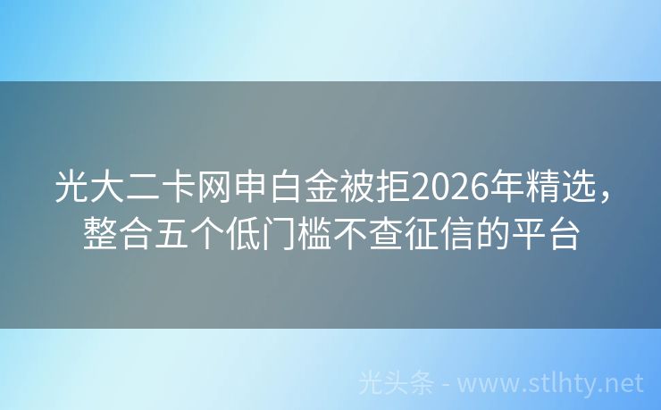 光大二卡网申白金被拒2026年精选，整合五个低门槛不查征信的平台