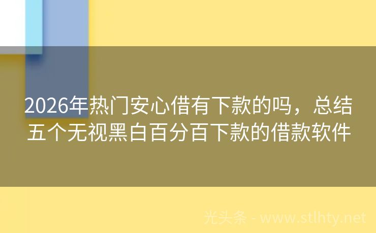 2026年热门安心借有下款的吗，总结五个无视黑白百分百下款的借款软件