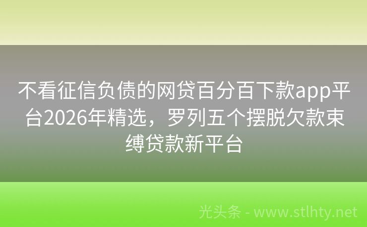 不看征信负债的网贷百分百下款app平台2026年精选，罗列五个摆脱欠款束缚贷款新平台