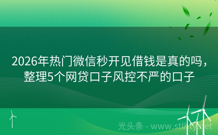 2026年热门微信秒开见借钱是真的吗，整理5个网贷口子风控不严的口子