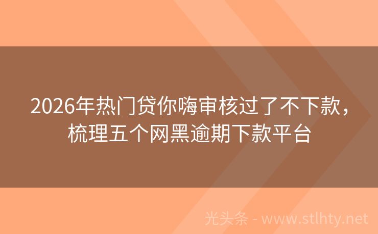 2026年热门贷你嗨审核过了不下款，梳理五个网黑逾期下款平台