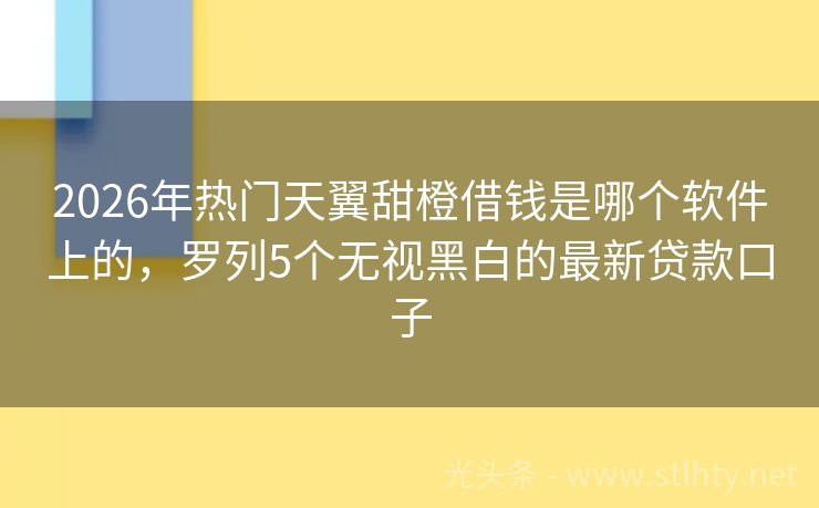 2026年热门天翼甜橙借钱是哪个软件上的，罗列5个无视黑白的最新贷款口子
