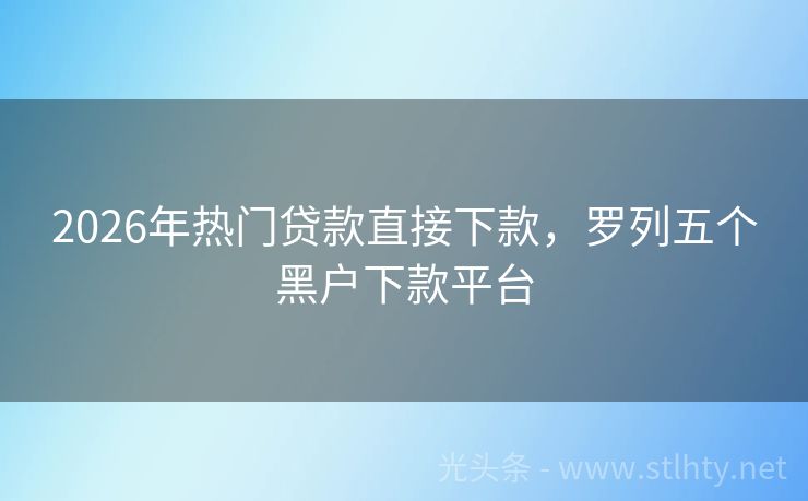 2026年热门贷款直接下款，罗列五个黑户下款平台
