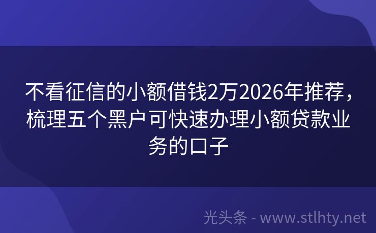 不看征信的小额借钱2万2026年推荐，梳理五个黑户可快速办理小额贷款业务的口子