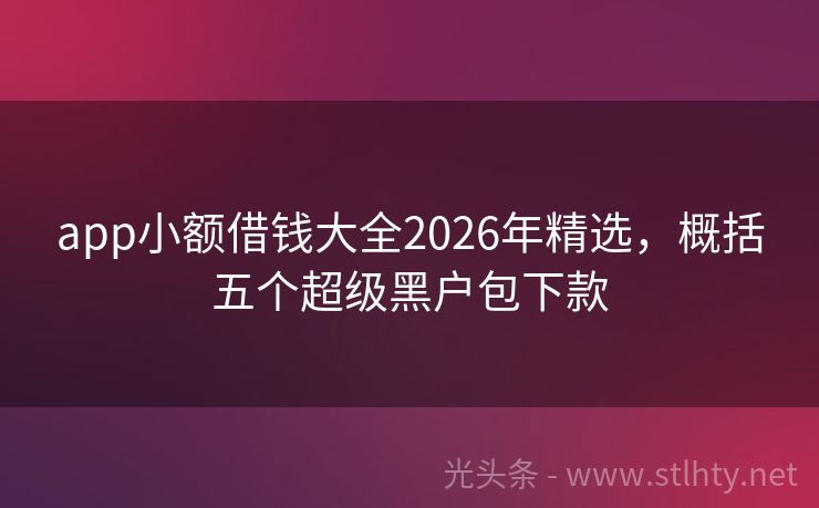 app小额借钱大全2026年精选，概括五个超级黑户包下款