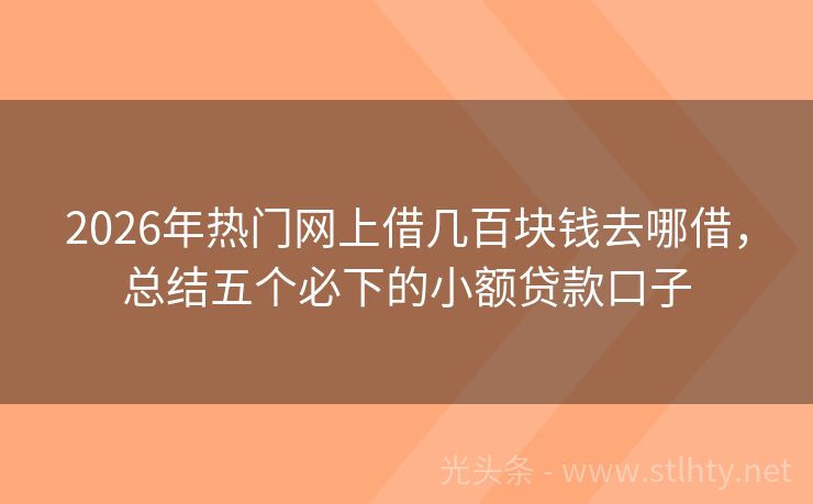 2026年热门网上借几百块钱去哪借，总结五个必下的小额贷款口子