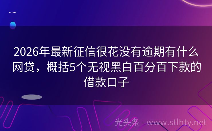 2026年最新征信很花没有逾期有什么网贷，概括5个无视黑白百分百下款的借款口子